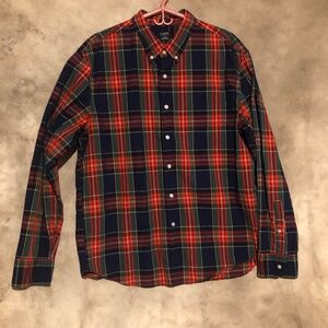 J. Crew Flex Washed XXL SLIM Button Down Plaid Dress Shirt LONG SLEEVE